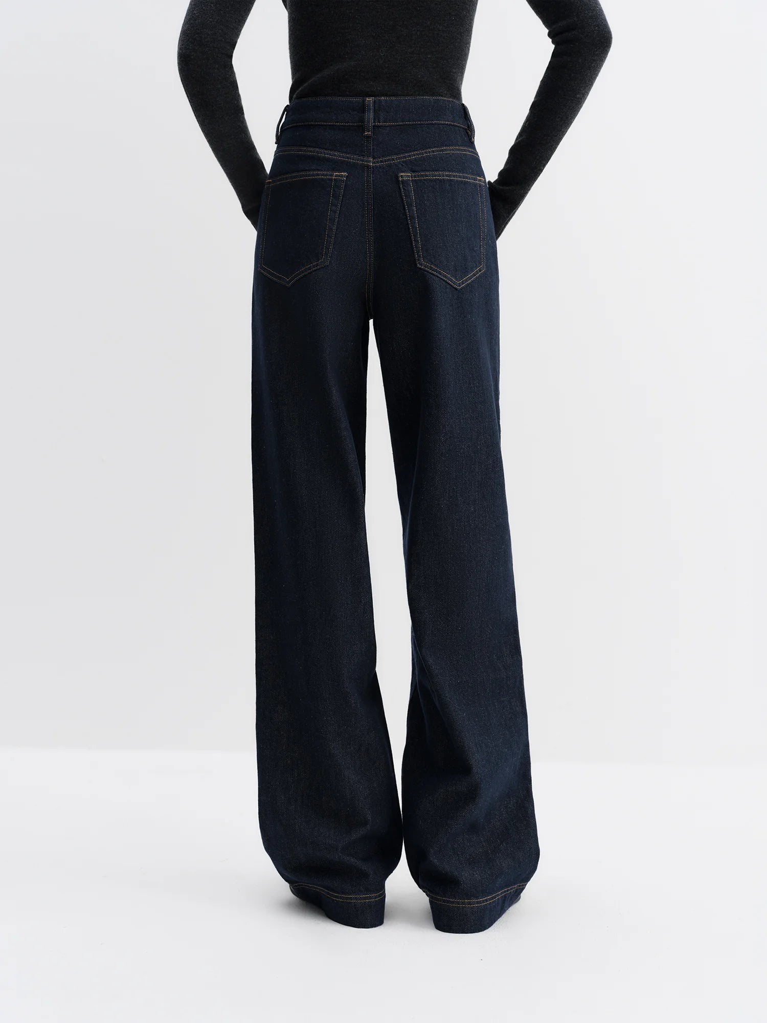 FSLE Straight High Waist Jeans for Women Winter Solid Simple All-match 2025 New Long and Short Versatile Pants Korean Style