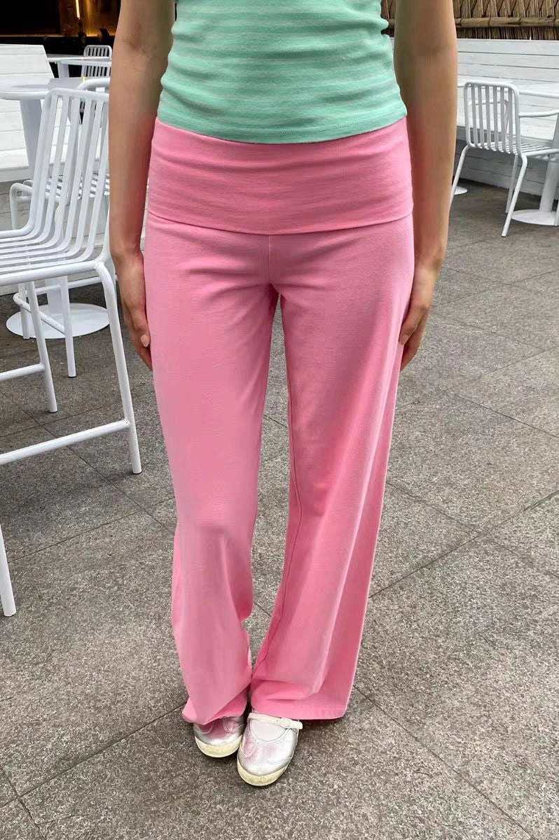 Women's Foldover Low-Rise Straight-Leg Pants
