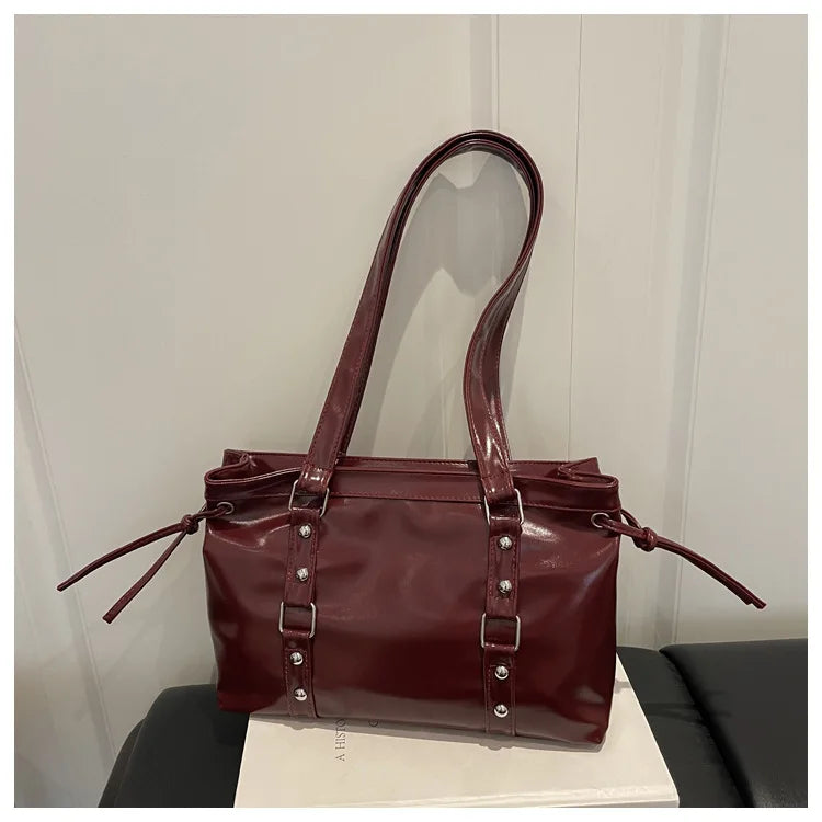 Women's Retro PU Leather Shoulder Tote Bag
