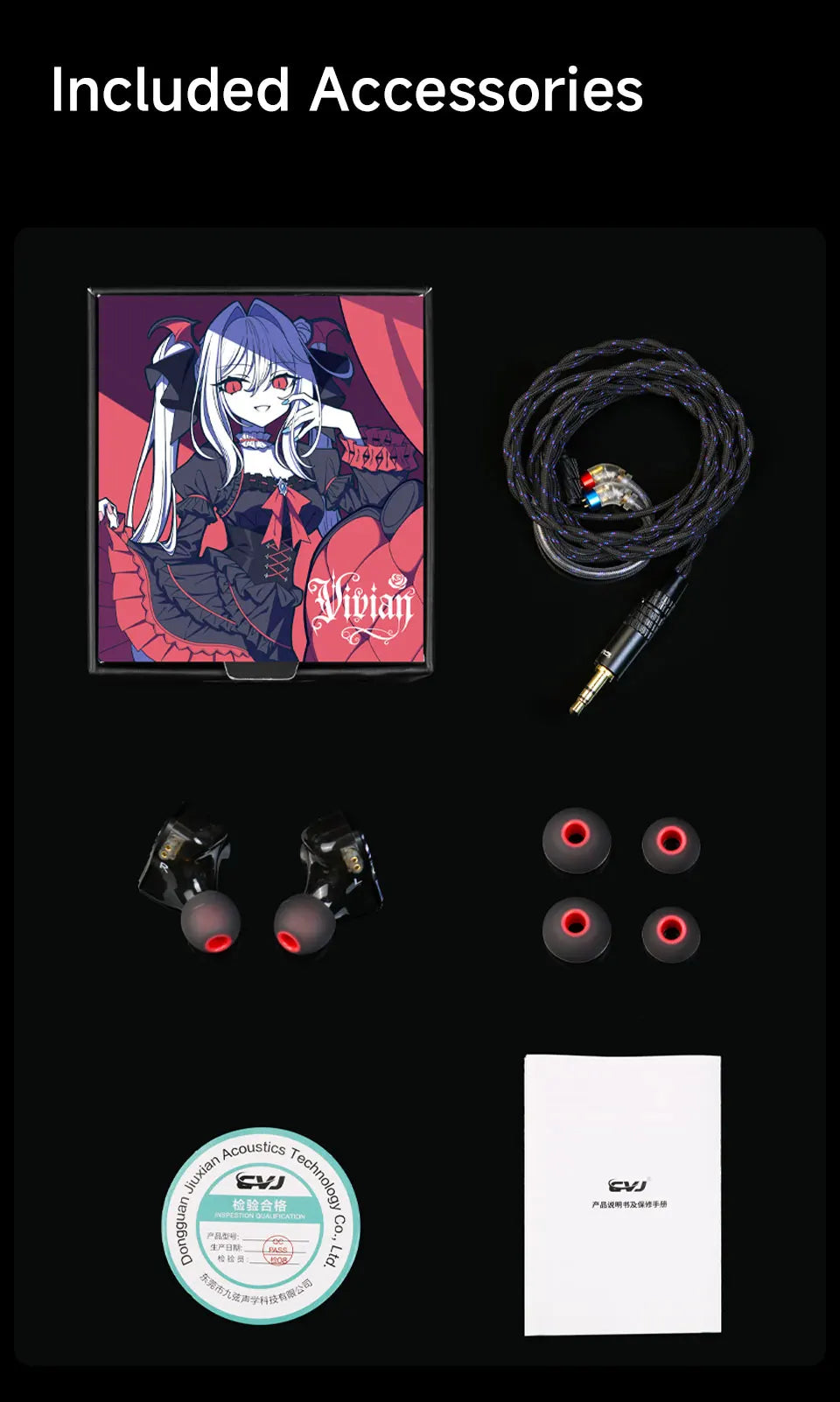 CVJ Vivian In-Ear Earphones 10mm Dynamic Driver HiFi IEM with Mic Cable for Music And Gaming