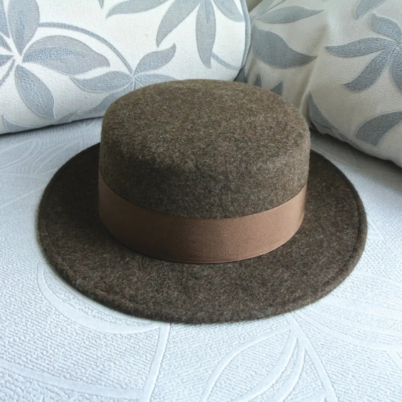 Wool Felt Fedora & Boater Hat – Wide Brim, Unisex