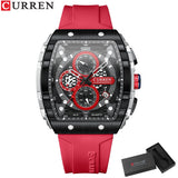 Men’s Sport Quartz Watch – Yellow Silicone Strap, Luminous Auto Date Square Dial
