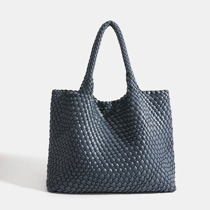 Woven Tote Bag For Women Soft Foldable Top-Handle Wristlet Bag Fashion Hobo Handbag Composite Bag with Coin Purse
