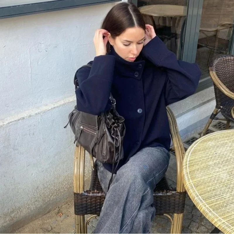 Urban Stand-Collar Woolen Coat