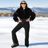 Windproof Faux Fur Ski Jumpsuit