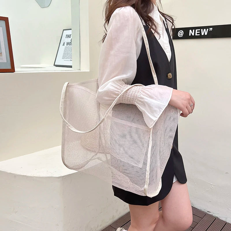 Women's Mesh Tote Bag for Beach & Shopping