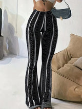 Retro Print High-Waist Flared Leggings
