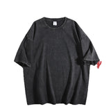 Black Vintage Washed Batik Cotton Oversized Graphic Tee