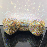 Elegant Rhinestone Bowtie Evening Bag Fashionable Luxurious Banquet Crystal Clutch Personalized Handbag Unique Diamond Party Bag