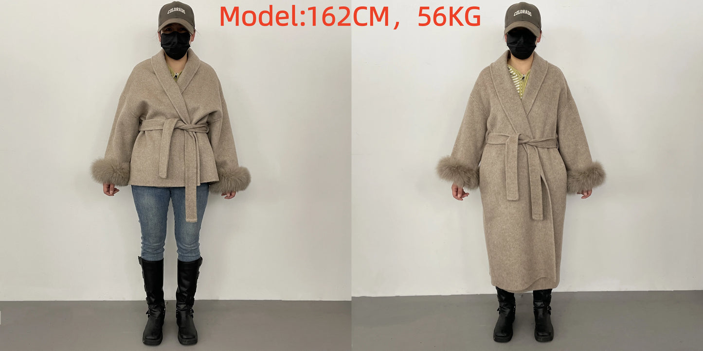 Double-Sided Wool & Fox Fur Jacket