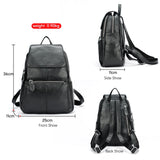 Zency Stylish White Black Genuine Leather Women Backpack A++ Quality Anti-theft Large Capacity Knapsack Travel Designer Rucksack