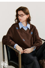 Women's Floral Embroidered Layered-Look Sweatshirt
