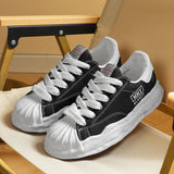 Unisex Thick Sole Board Sneakers — Breathable Lace-Up Casual Walking Shoes