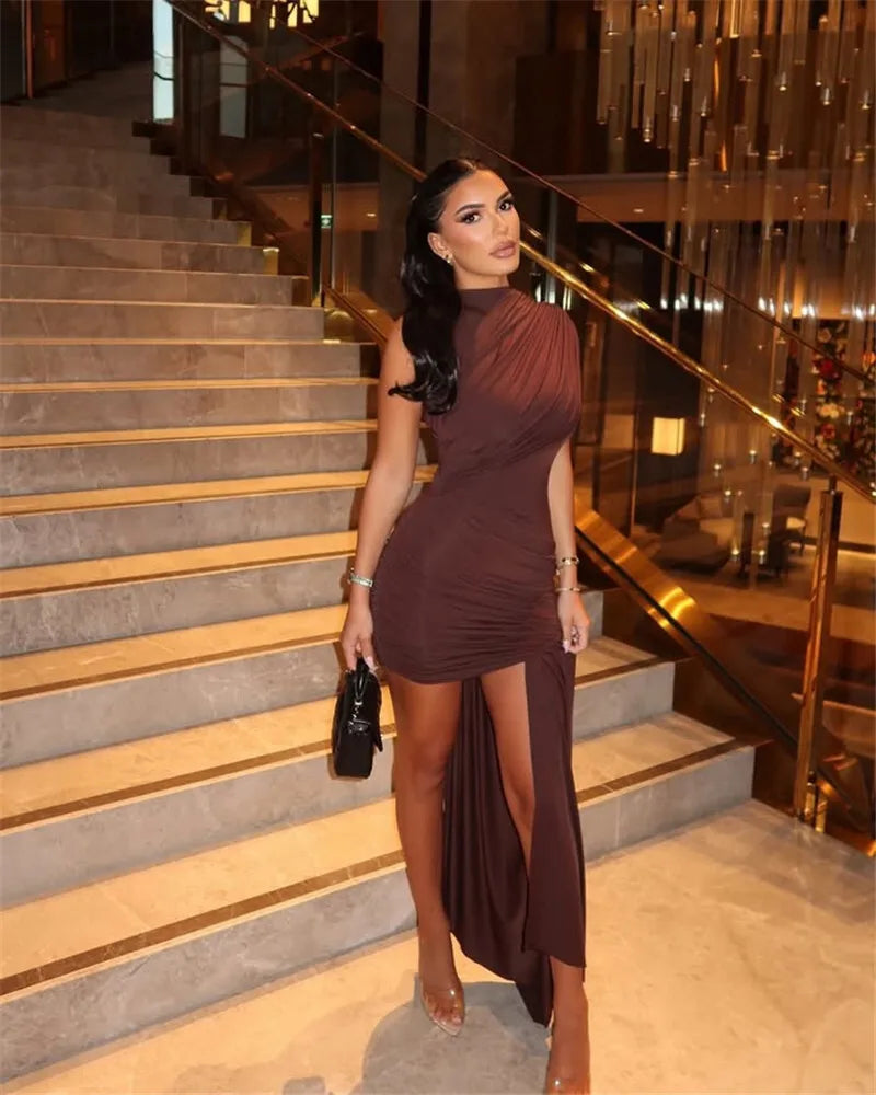 Elegant Ruched Sleeveless Mini Dress
