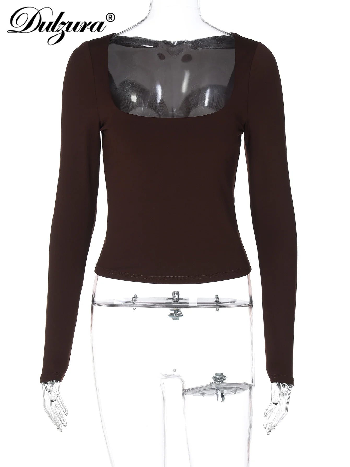 Autumn Slim-Fit Square Collar Long Sleeve T-Shirt | Women's Chic Casual Streetwear