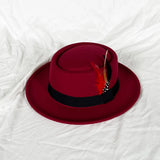 Men's Vintage Felt Fedora Hat with Feather Accent