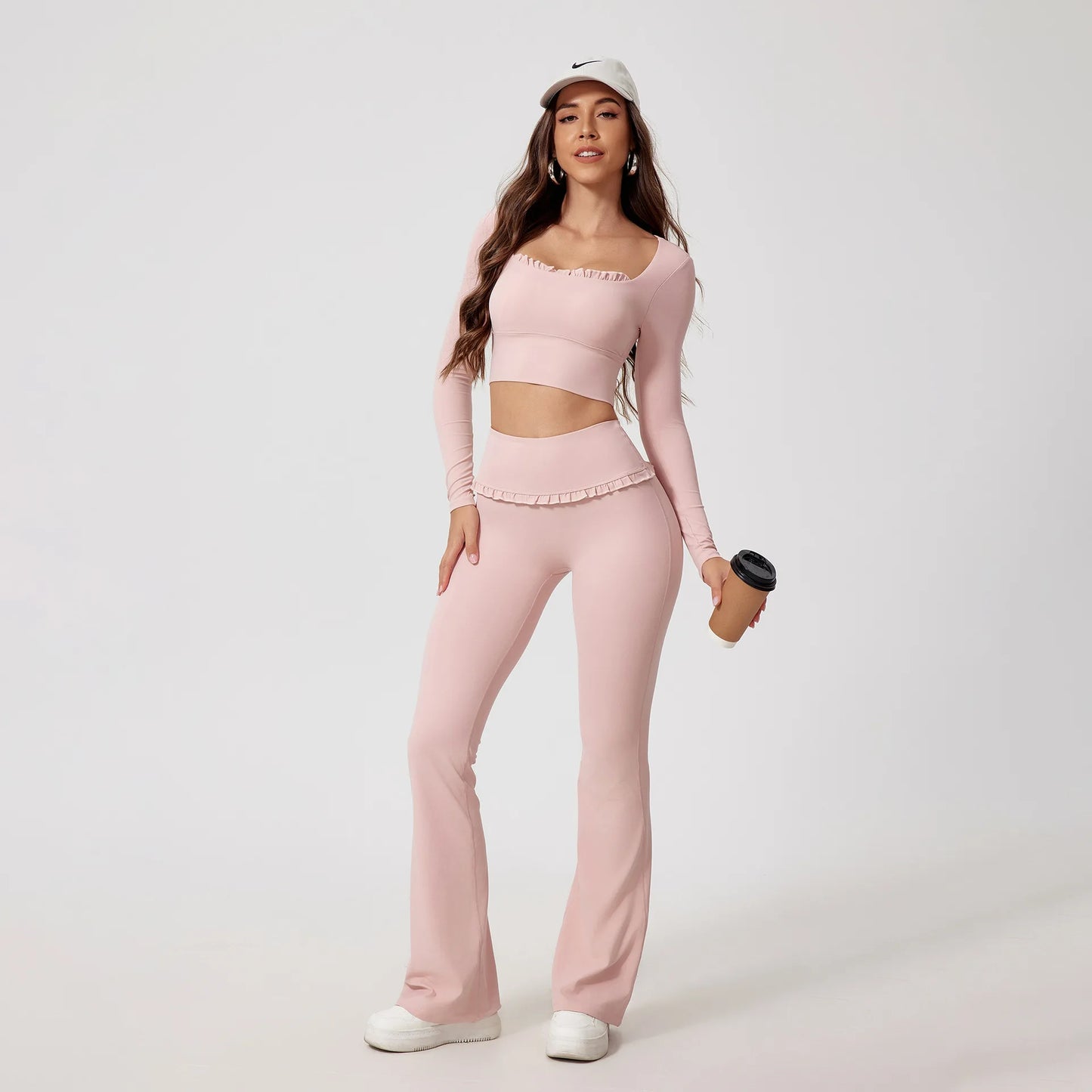 Premium Women’s 2-Piece Yoga & Gym Set – Long Sleeve Quick-Dry Sportswear