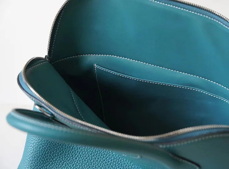 Premium Semi-handmade First-layer Cowhide Bowling Bag Portable Shoulder Large Shell Bag Commuting Temperament Versatile