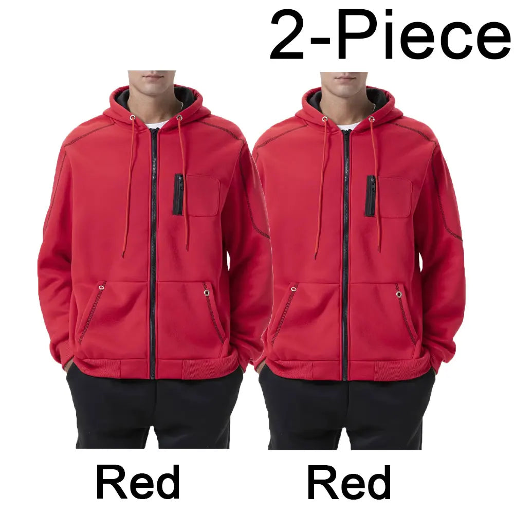 Men's Color Block Fleece Zip-Up Hoodie