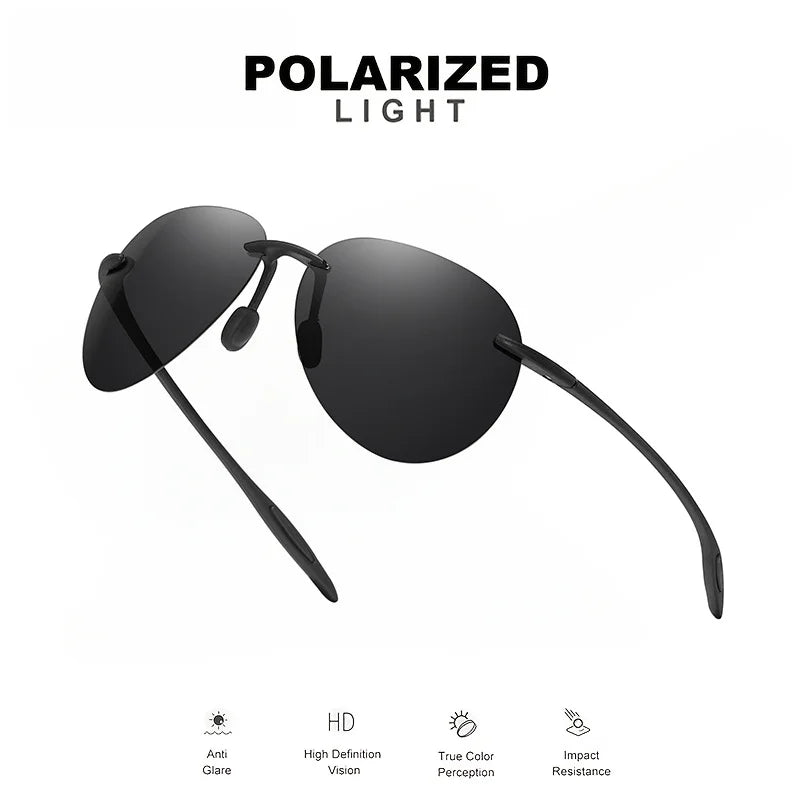 TR90 Frameless Polarized Aviator Sunglasses – Ultralight