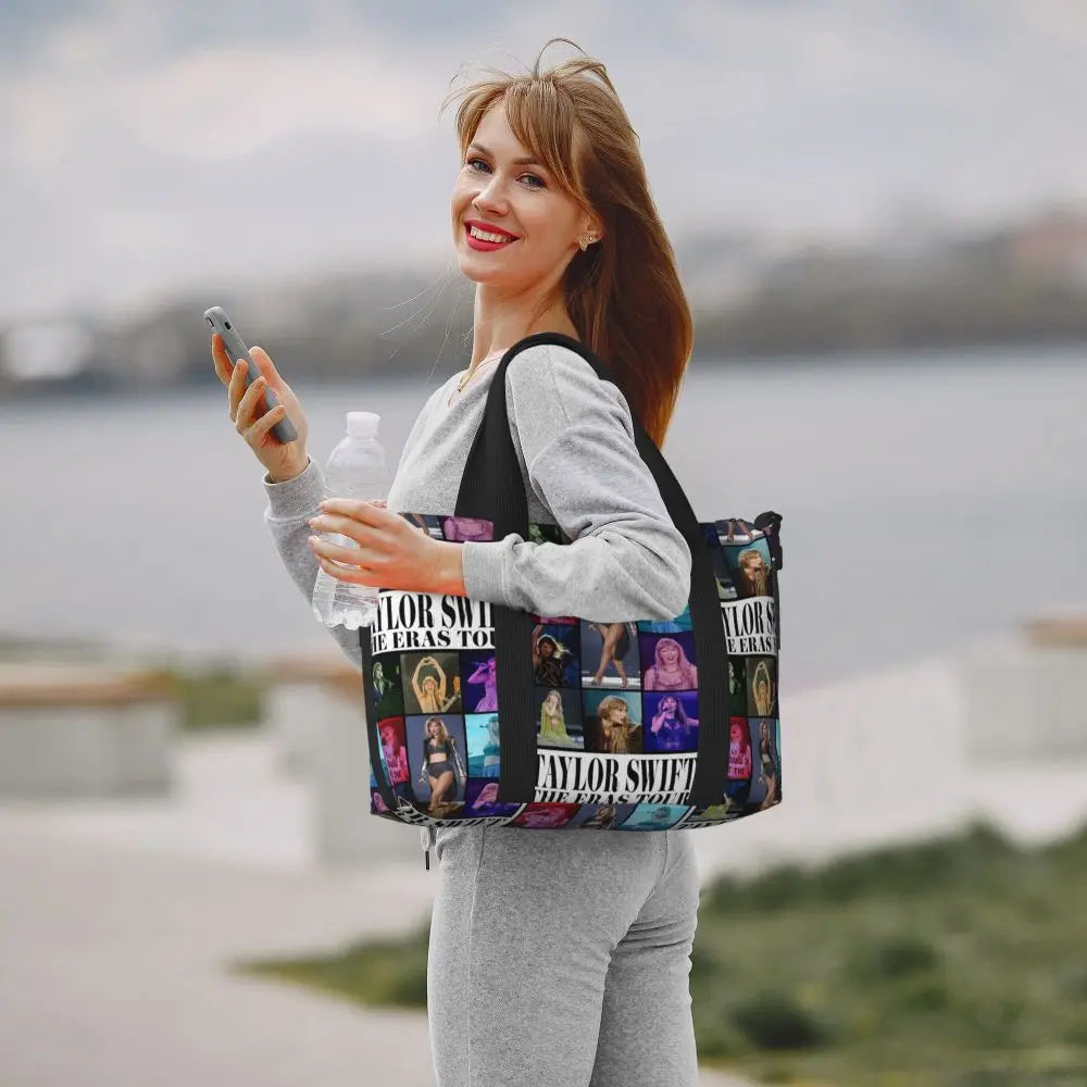 Custom The Eras Tour 1989 Taylor's Swift's American Pop Singer Tote Bag Women Large Capacity Beach Gym Travel Bags