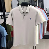 100% pure cotton high-end brand men's short sleeve polo shirt 2026 summer luxury fashion pony embroidery golf top casual T-shirt