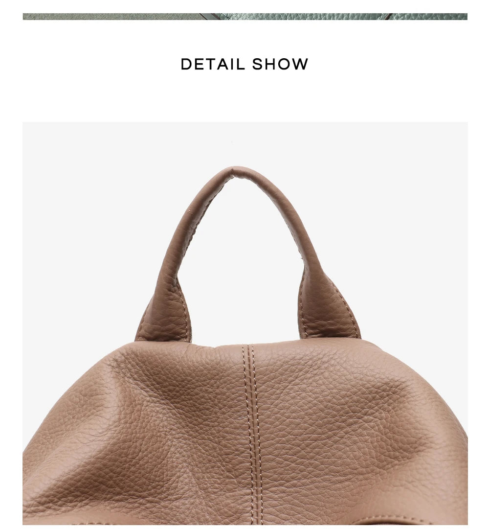 Natural Cowhide Backpack for Women&men Minimalist Design Casual Daily Versatile College Students' Shoulder Bags Travel Knapsack