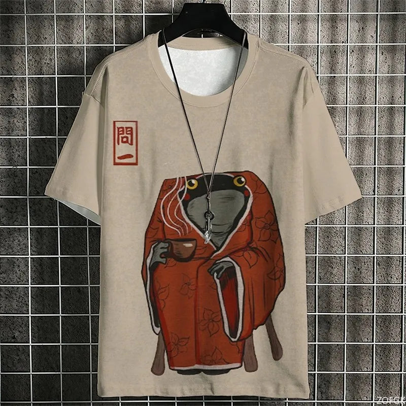 Japanese Samurai Cat Men's Anime T-Shirt – Summer 3D Print Tee