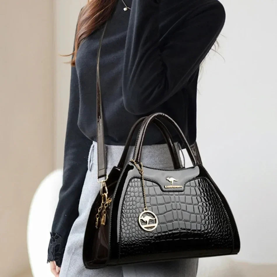 Luxury Handbag Fashion Print Large Capacity Soft Leather Women Shoulder Crossbody Bag Leisure Designer Ladies Purses and Handbag