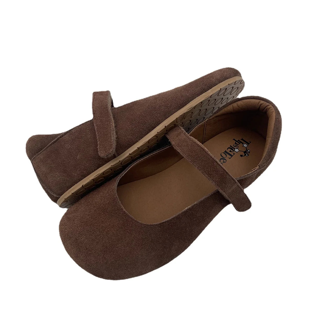 Tipsietoes 2026 Sprinng Autumn Barefoot Cow Suede Genuine Leather Women Ballerina With Zero Drop Flat Soft Sole Wider Toe Box