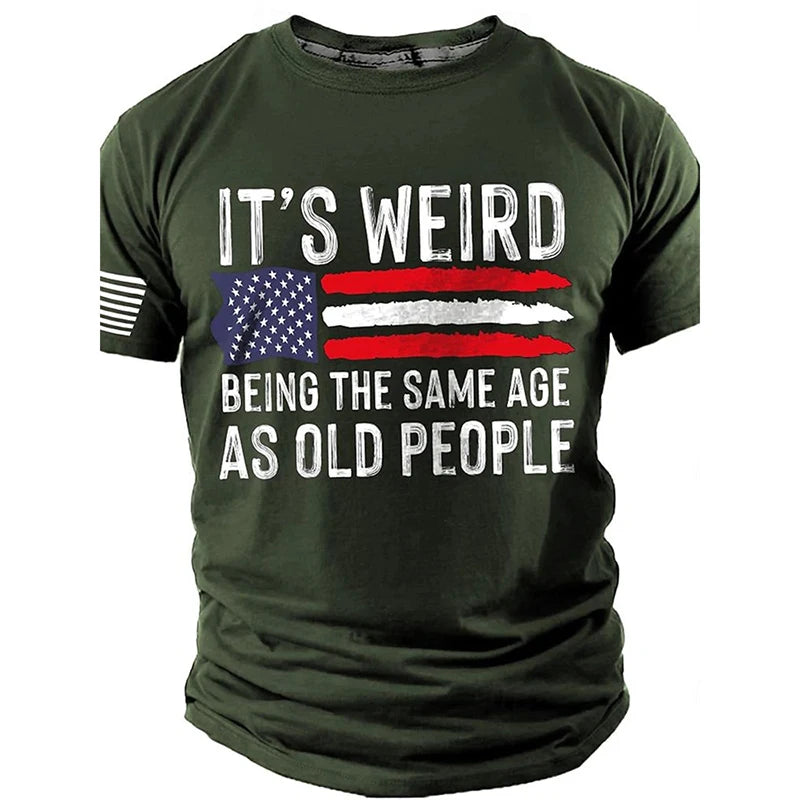 Men's USA Retro Flag & 3D Skull T-Shirt