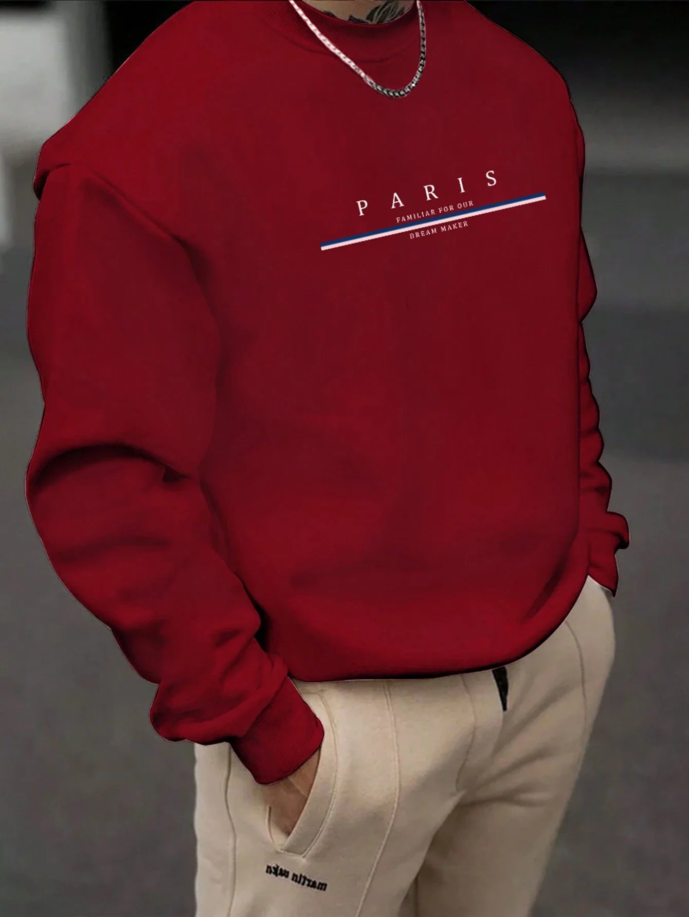 Paris Print Relaxed Fit Pullover – Premium Cotton Casual O-Neck Hoodie