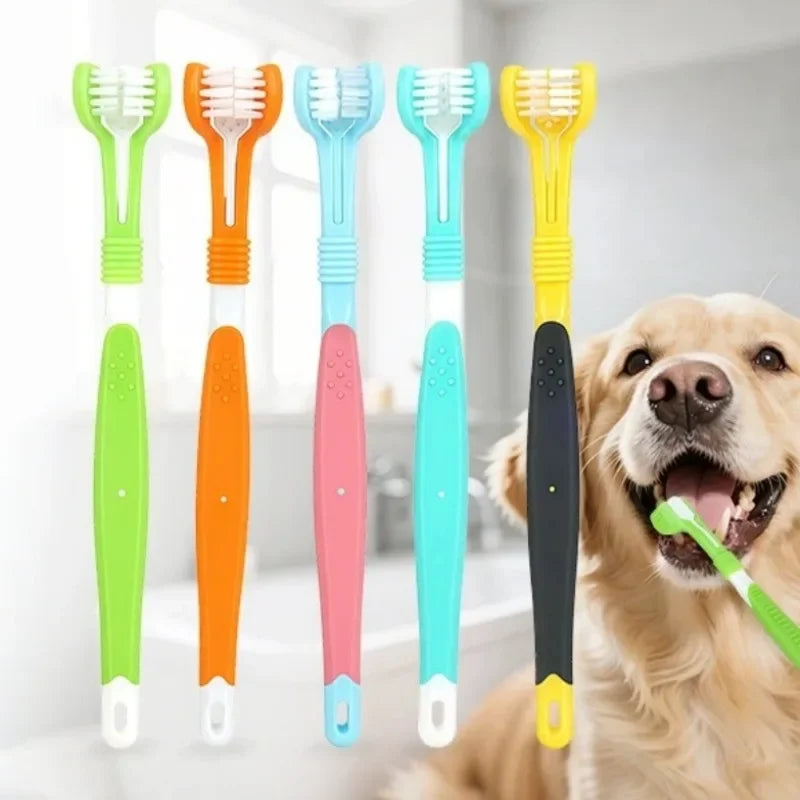 3-Sided Pet Toothbrush | Gentle Dental Care for Dogs & Cats