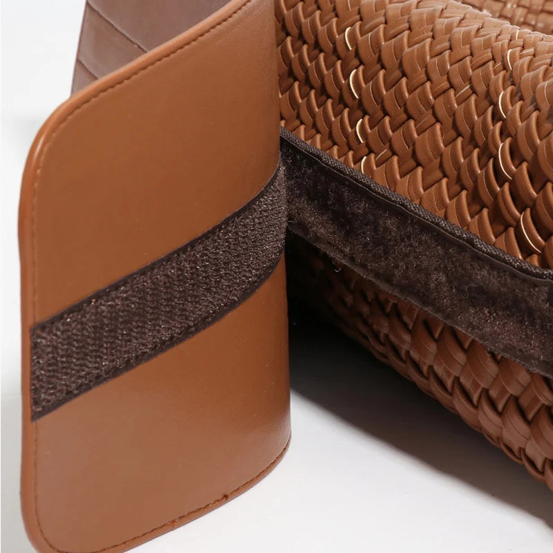 2025 Women Bag Luxury PU Leather Handbag Lady Fashion Handmade Knitting Tote Female Hand-woven Basket Shoulder Bag with Purse