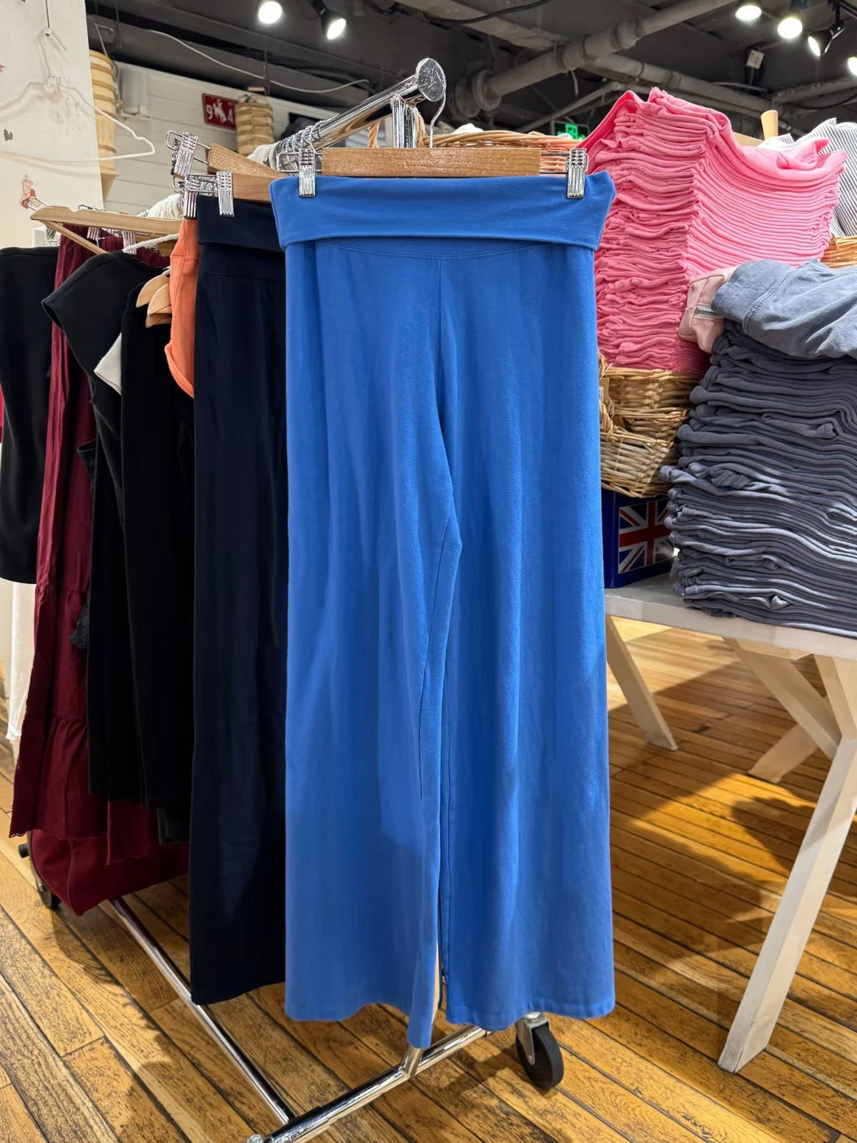 Women's Foldover Low-Rise Straight-Leg Pants