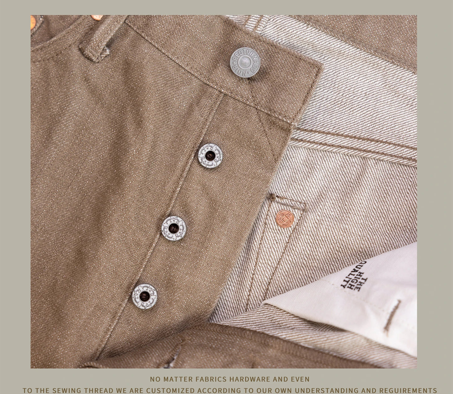 Red Tornado American Jeans Men's Retro 18oz Loose Straight Brown Selvedge Denim Jeans 634 Version
