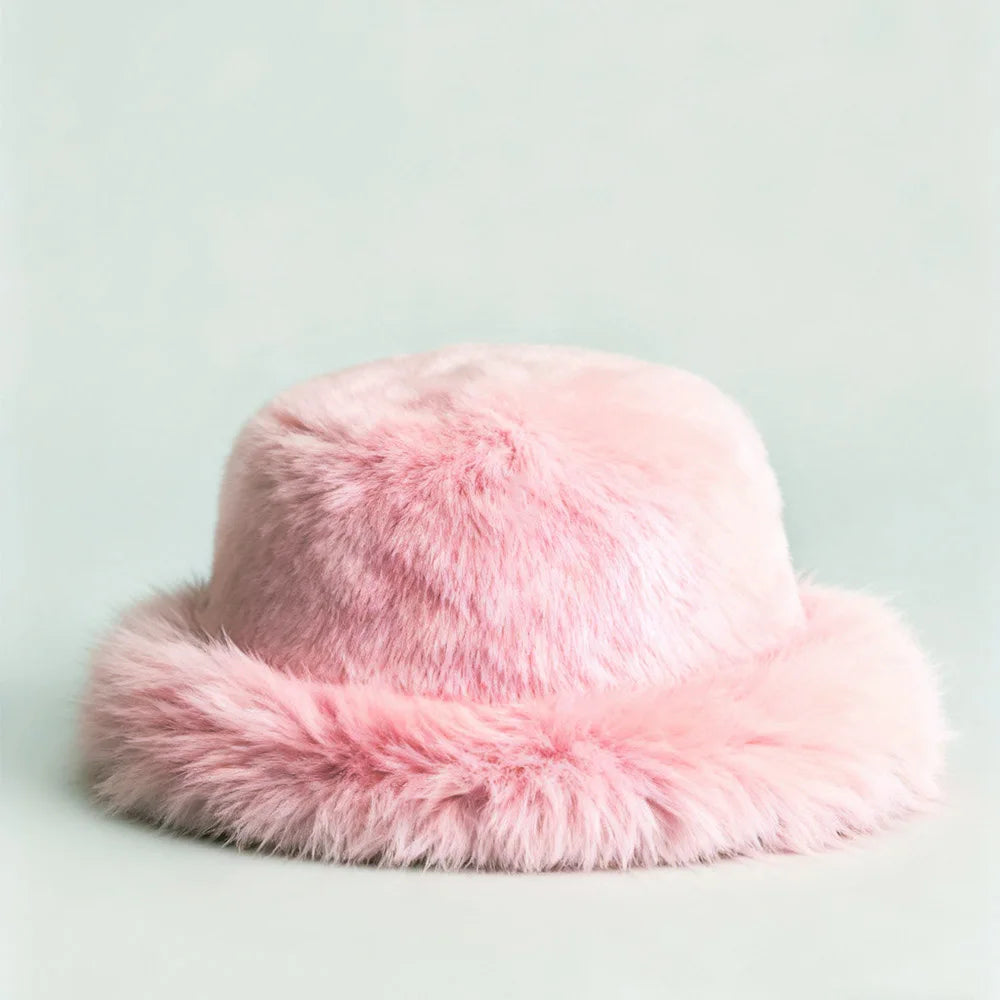 Soft Faux Fur Bucket Hat Women Winter Faux Fur Hat Luxury Fluffy Plush Russian Style Hat Personality Fishermen Hat шапка женс