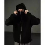 Y2K Double-Hood Zip-Up Balaclava Hoodie