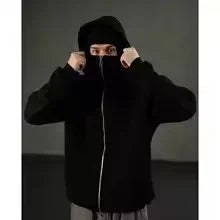 Y2K Double-Hood Zip-Up Balaclava Hoodie