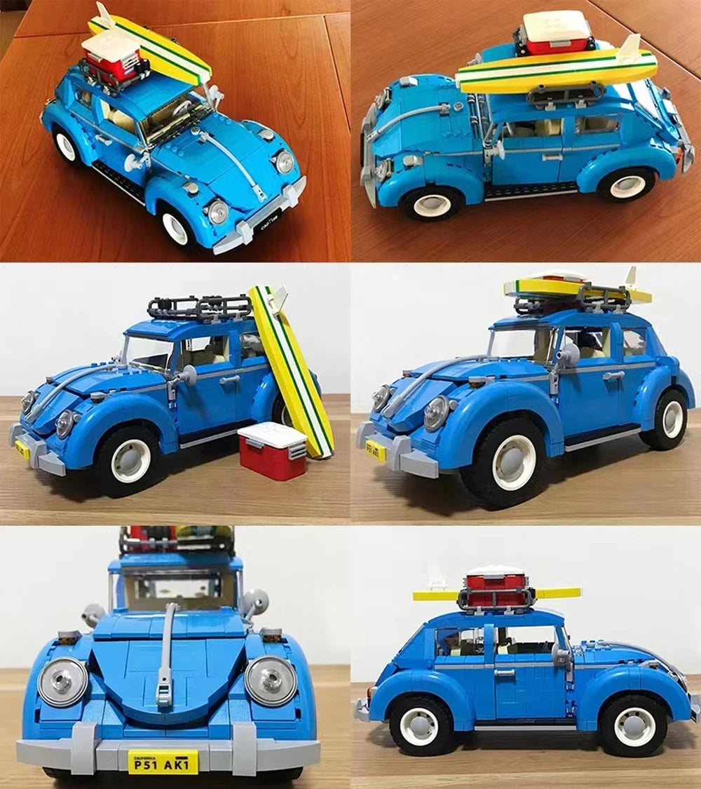 1167pcs Technical Blue Beetle Camper Car Building Blocks Model Creative City Vehicle Set Toys Bricks For Boy Kids Christmas Gift