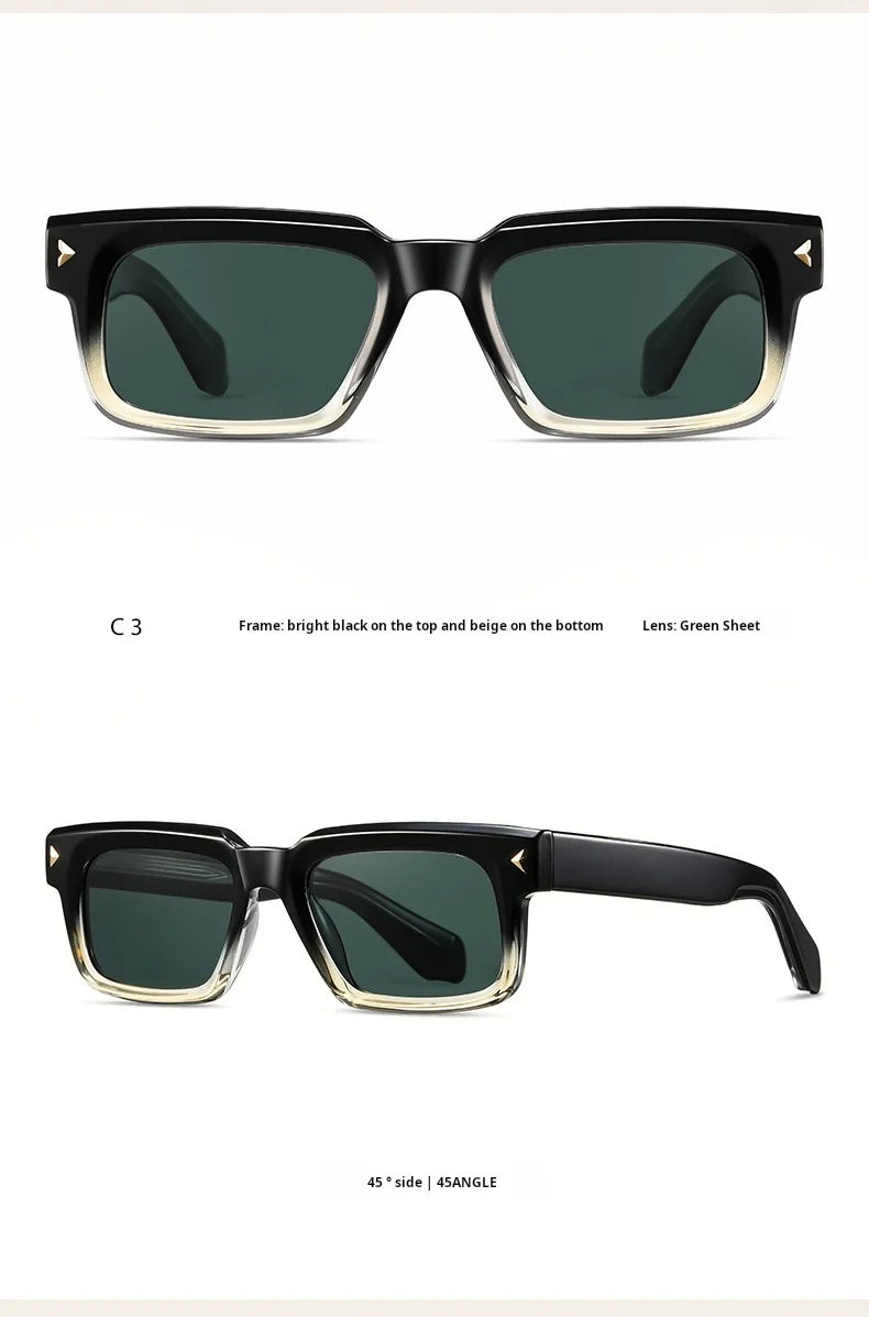 YIMARUILI Retro Square Men's Polarized Sunglasses Fashion Trend UV Protection High Quality TR90 Acetate Women's Driving Glasses