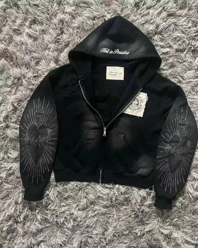 Y2K Harajuku Joker Graphic Zip-Up Hoodie