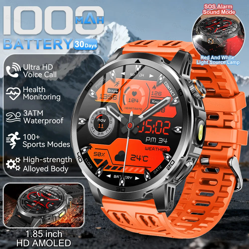 GUHUAVMI AK95 Pro Smartwatch – AMOLED, GPS & Flashlight