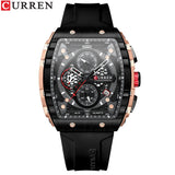 Men’s Sport Quartz Watch – Yellow Silicone Strap, Luminous Auto Date Square Dial