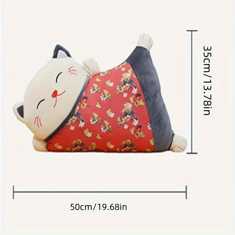 Japanese style lucky cat pillow dual-use sofa back cushion office seat belt waist cushion car lumbar pillow