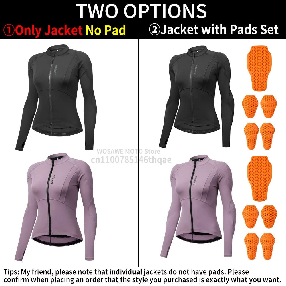 WOSAWE Women Motorcycle Jacket Summer Rider Shirt Back Support Pads Street Riding Jacket Moto Soft Gear Motorcyclist Clothing