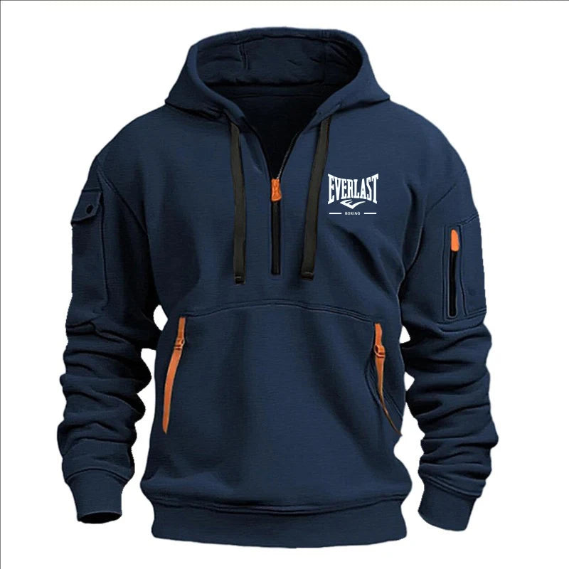 Men’s Printed Fleece Hoodie with Zipper Details