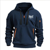 Men’s Printed Fleece Hoodie with Zipper Details