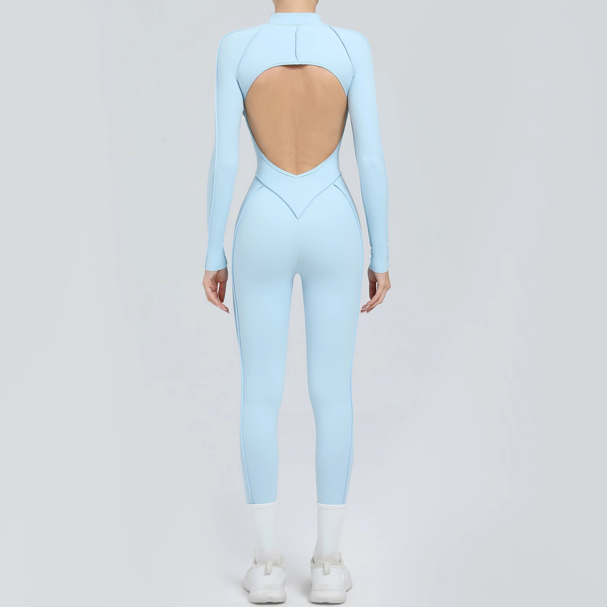 Long Sleeve Zip-Front Yoga Jumpsuit