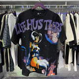 Oversized Rhinestone Cotton Crew Neck T-Shirt